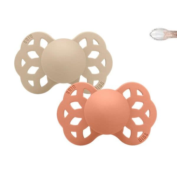 Bibs 2 Chupetas Silicone Infinity Symmetric 6-18M Vanilla/peach