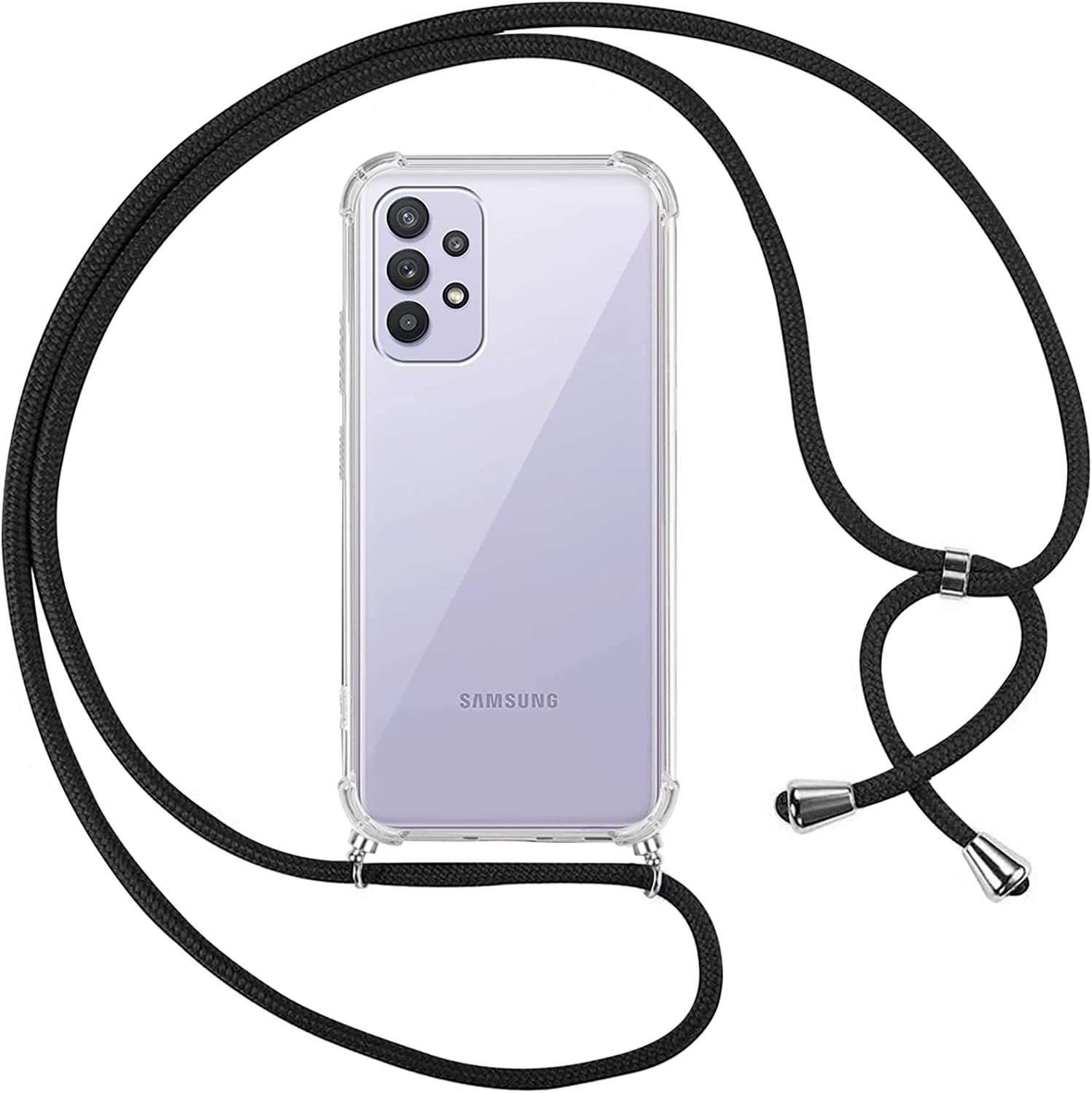 Capa Silicone Transparente Samsung Galaxy A32 4G Cordão Preto