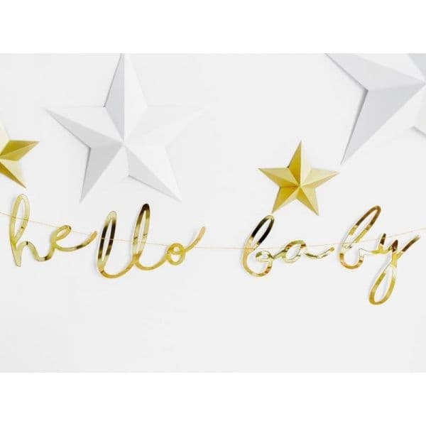 Partydeco Grinalda Dourada Hello Baby - 3359389