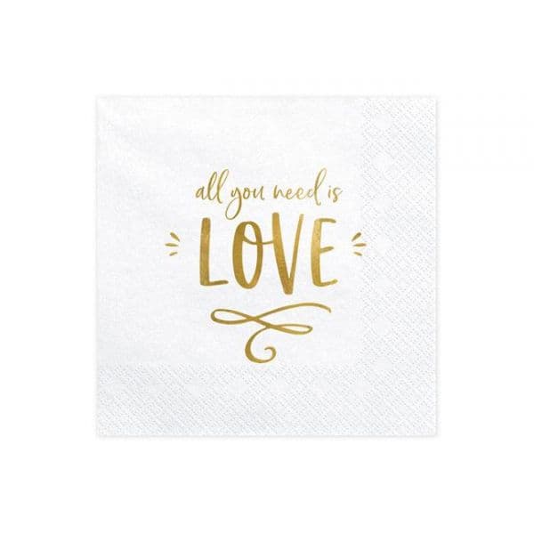 Partydeco Guardanapos Brancos All You Need Is Love - 530102705