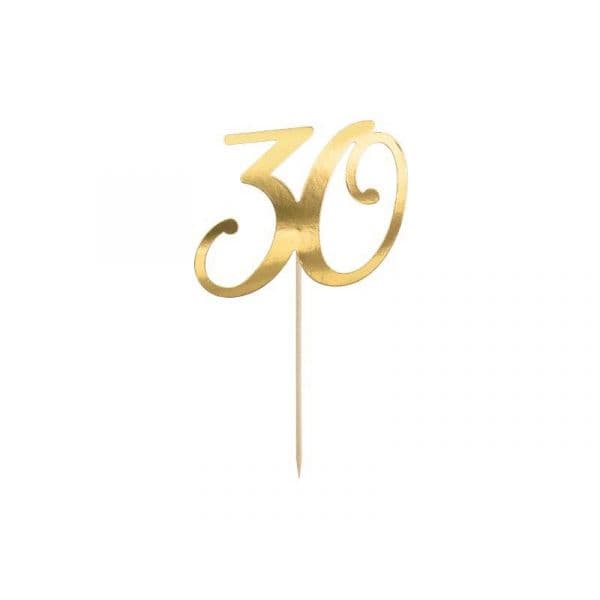Partydeco Topo de Bolo "30" Dourado - 3360922