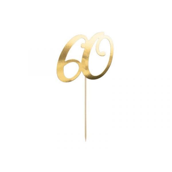 Partydeco Topo de Bolo "60" Dourado - 3360901