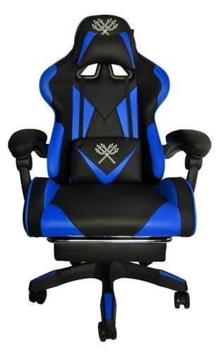 CADEIRA GAMING C/ APOIO DE PÉS PRETO/AZUL