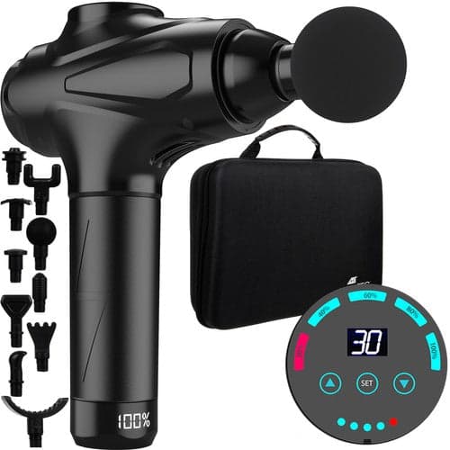 PISTOLA DE MASSAGEM MUSCULAR COM VISOR PRETA
