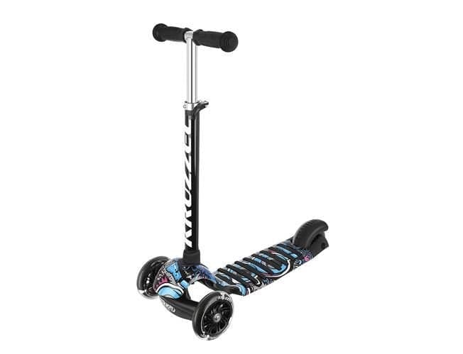 TROTINETE 3 RODAS RAPID PRETA E AZUL C/ RODAS LED