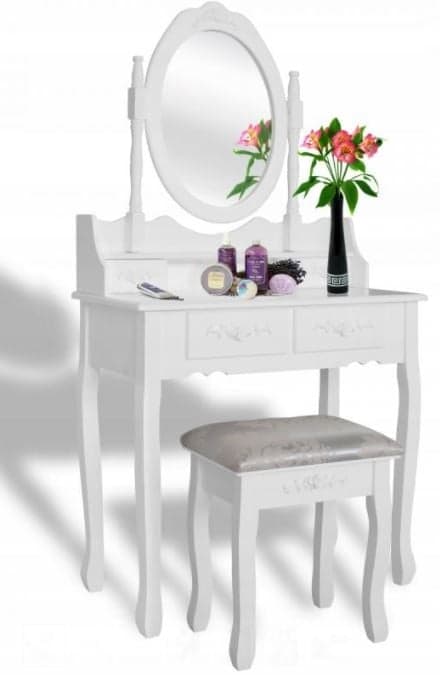 Toucador com espelho e banco 74 x 143 cm branco