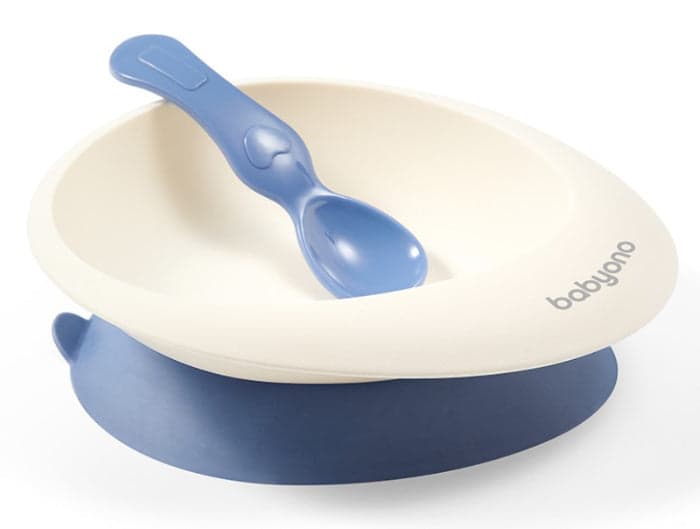 Prato com ventosa e colher Baby Ono Azul escuro