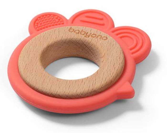 BabyOno Wooden & Silicone Teether Mordedor Hen