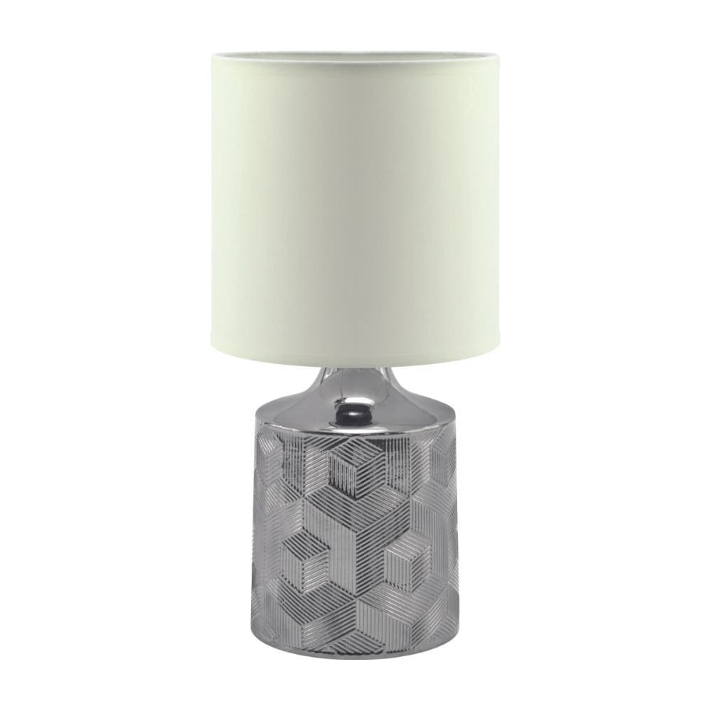 Candeeiro Mesa Decorativo – LINDA Branco/Prata
