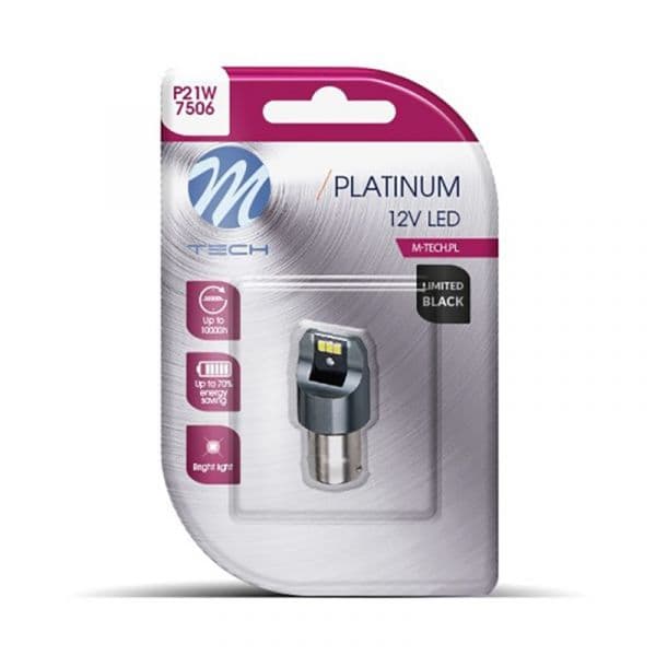 M-tech Lampada LED P21W 6xSMD3020 Lim Black 12/24V Br - LB842W-01B