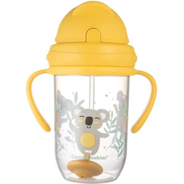 Canpol Babies Exotic Animals Cup With Straw Chávena com Palhinha Yellow 270 ml