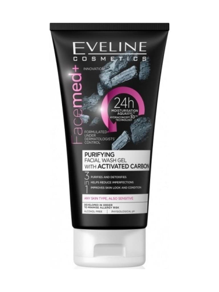 Eveline Facemed+ Purifying Facial Wash Gel With Activated Carbon 3In1 150Ml