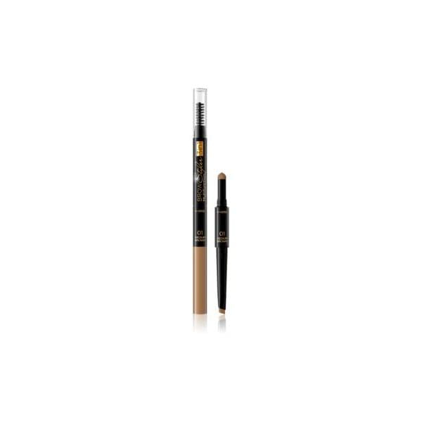 Eveline Brow Styler Lápis para Sobrancelhas 3 em 1 Tom 01 Medium Brown 1,2g