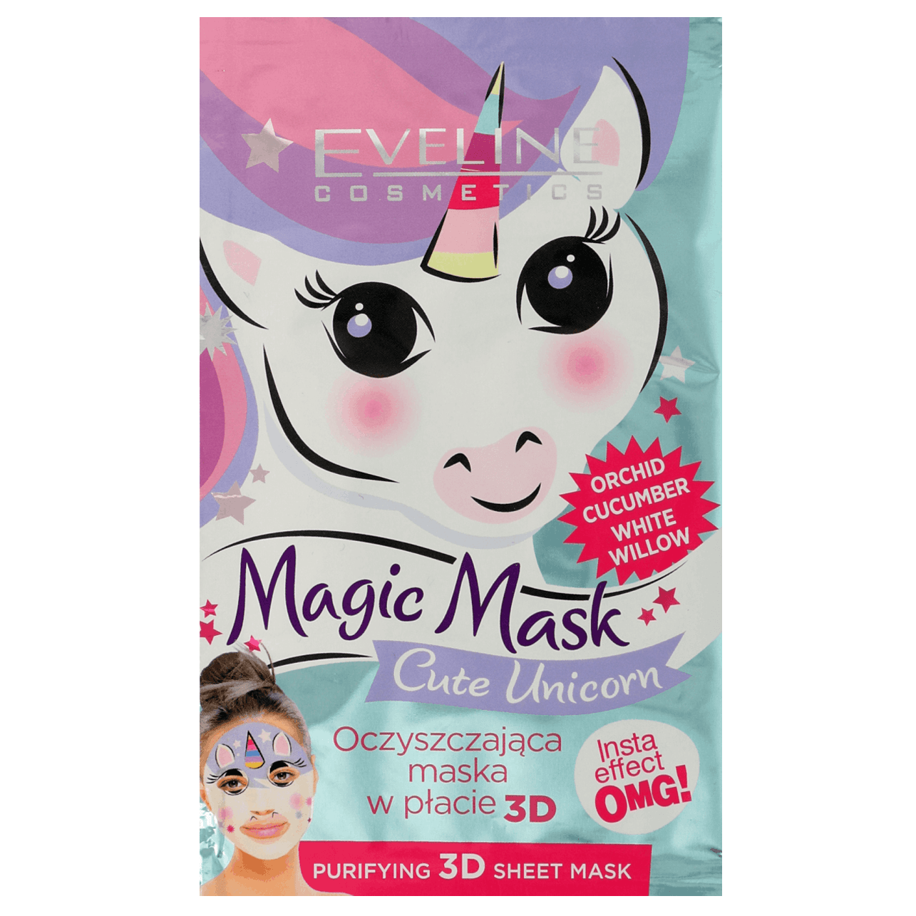 Eveline Magic Mask Cute Unicorn Máscara em Folha 3D