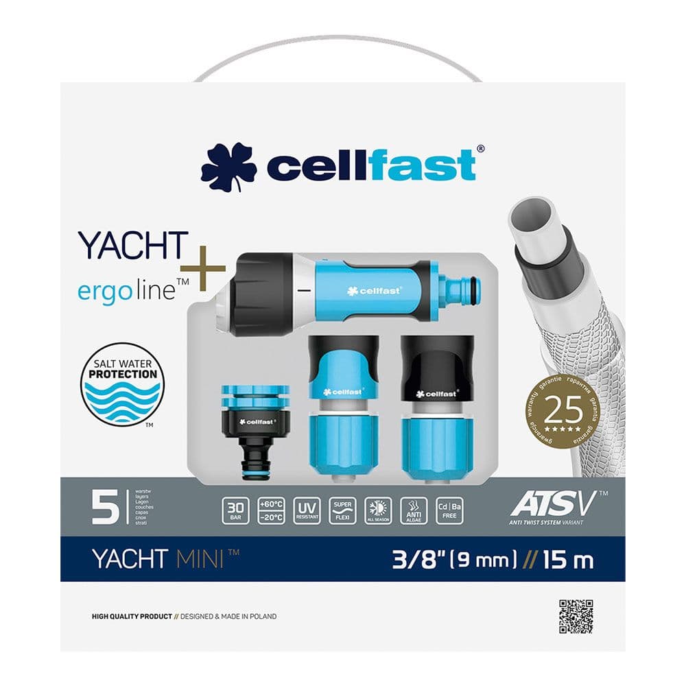 Cellfast Kit de Mangueira Yacht Mini ATS/ATSV 9 mm x 15 m Preto