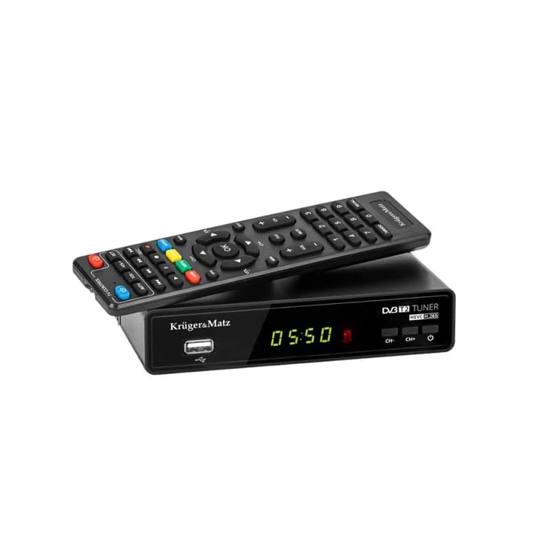 Receptor TDT KRUGER & MATZ H.265DVB-T2 Compativel Todos TVS