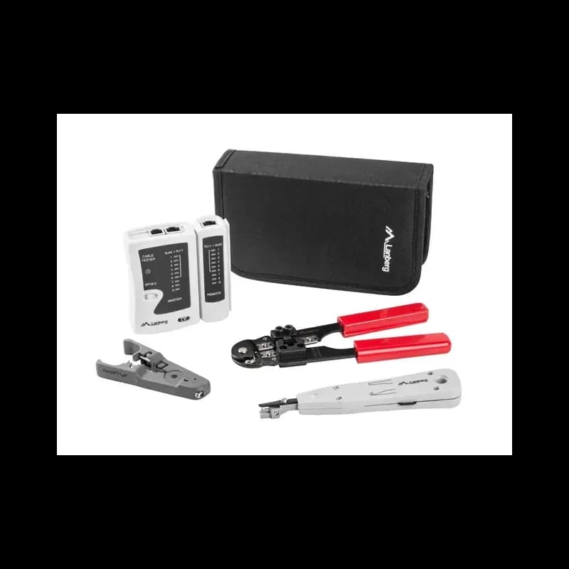 Lanberg Kit De Herramientas Para Redes Nt-0301,Tester,Pelacables,Crimpadora,Herramienta De Insercion