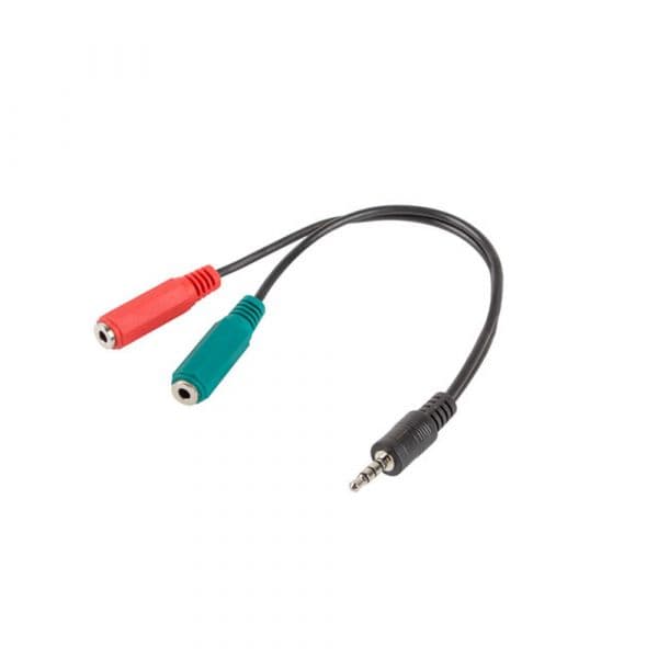 Lanberg Cabo Jack 3.5mm 4P Macho / 2xJack 3.5mm 3P Fêmea ST - AD-0023-BK