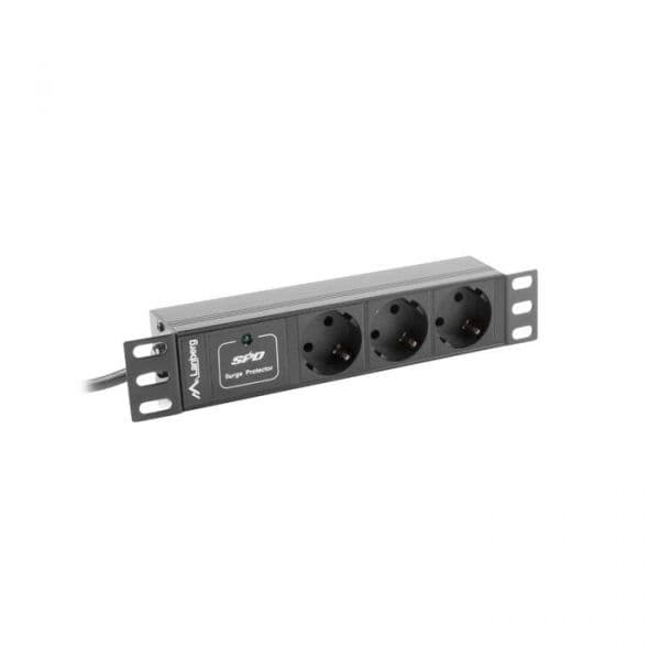 Lanberg Bloco de 3 Tomadas 16A 10" 2M Preto