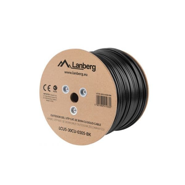 Lanberg Cabo de Rede LCU5-12CU-0305-BK Cat5e U/UTP Preto 305m