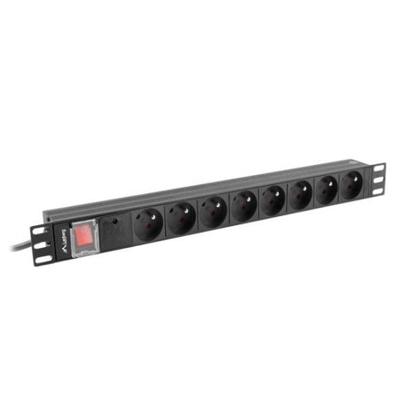 Lanberg -08e-0200-bk pdu 8 tomada(s) ca 1u preto - - PDU-08E-0200-BK