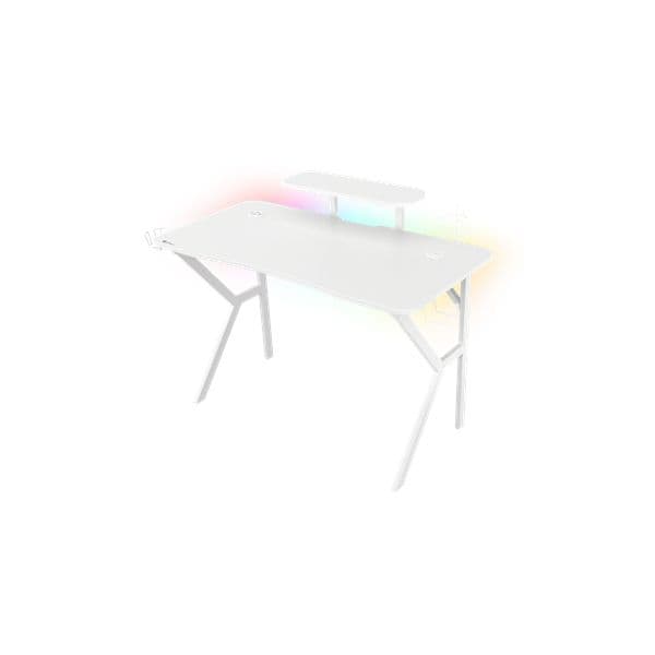 Genesis Holm 320 RGB NDS-1802 Mesa Gaming Branca Carbono/Madeira MDF com Hub USB 3.0 120 x 75 x 60 cm