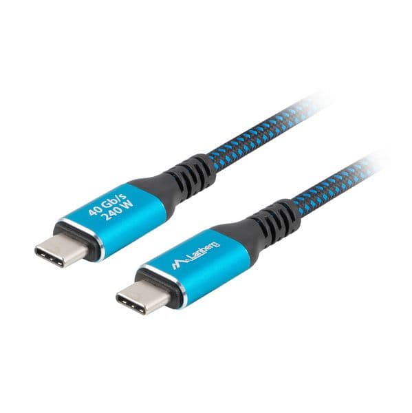 Lanberg CA-CMCM-45CU-0020-BK Cabo USB-C Macho/Macho USB 3.2 Gen 2/USB4 240W 8K 60Hz 2m Preto