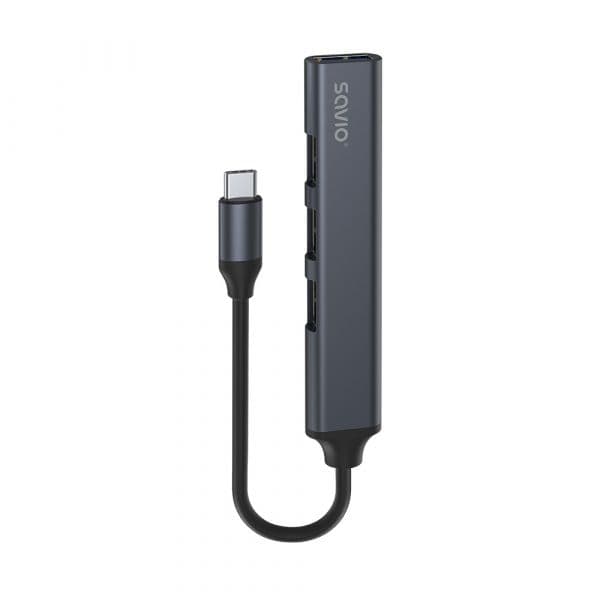 Savio SAVAK-71 Hub USB-C 3x USB-A 2.0 + 1x USB-A 3.1 Gen 1 Black e Sil