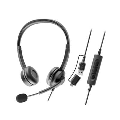 Axtel Flow Stereo USB-C + USB-A Cancelamento de Ruído 40MM/C Preto (AXH-FLOWUCD)