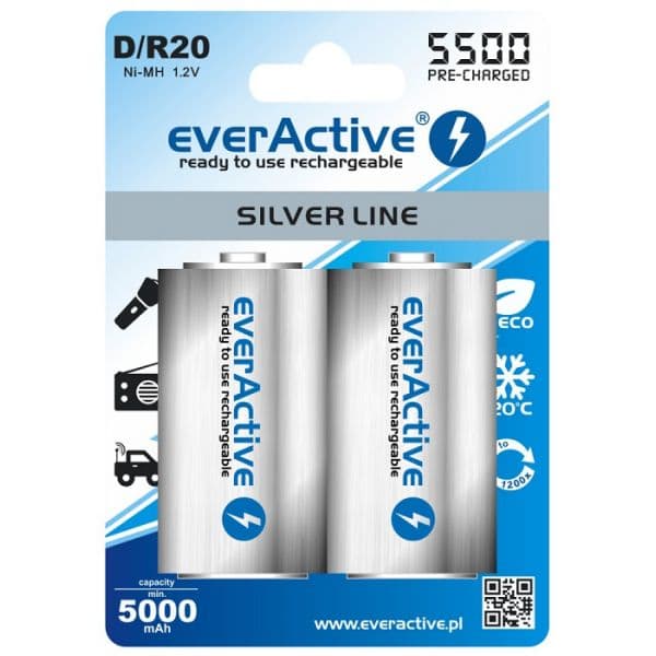 EVERACTIVE Pilhas Recarregáveis NI-MH D / R20 1.2V 5500mAh 2 Un.