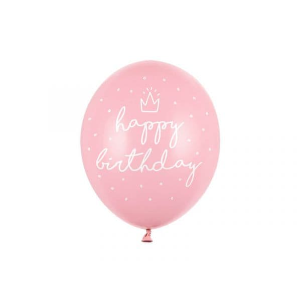 Partydeco Balões Látex Happy Birthday Princess Rosa - 530744608