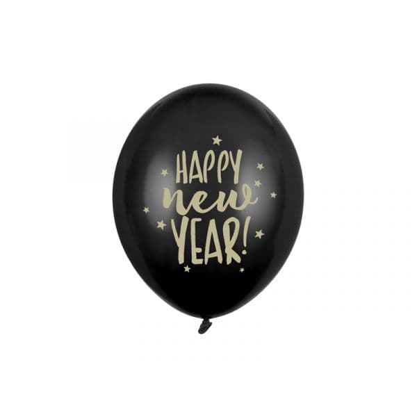 Partydeco 6 Balões Impressos 30cm, Happy New Year - 530762640