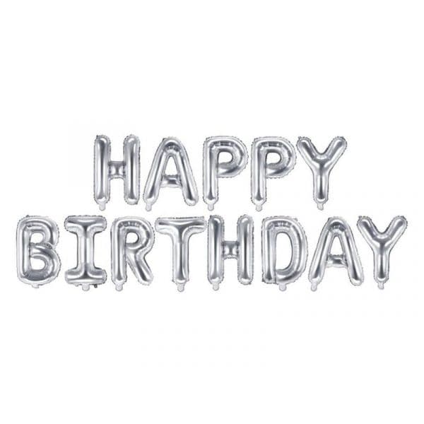 Partydeco Kit Balões Prateado Happy Birthday - 530771888