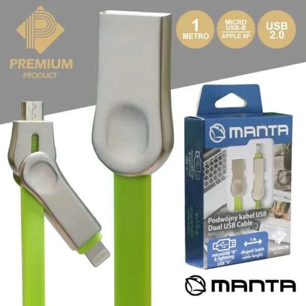 Cabo USB-a 2.0 Macho / Micro USB-B e Apple 8P 1M Premium