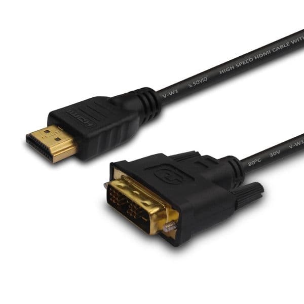 Savio CL-10 Cabo Adaptador HDMI (M) - DVI 18+1 (M) 1.5M Black 1.4 CHAPADO EN ORO