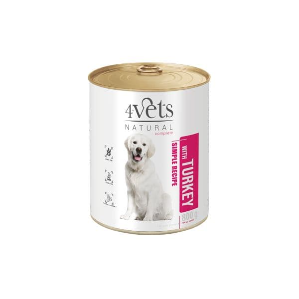 Ração Húmida 4Vets Natural Simple Recipe com Peru 800g