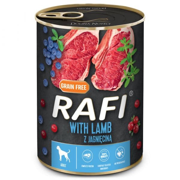 Ração Húmida Rafi Adulto Borrego, Arandos e Mirtilos Patê 400g