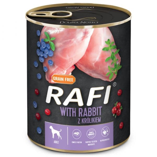 Ração Húmida Rafi Adulto Coelho, Arandos e Mirtilos Patê 800g