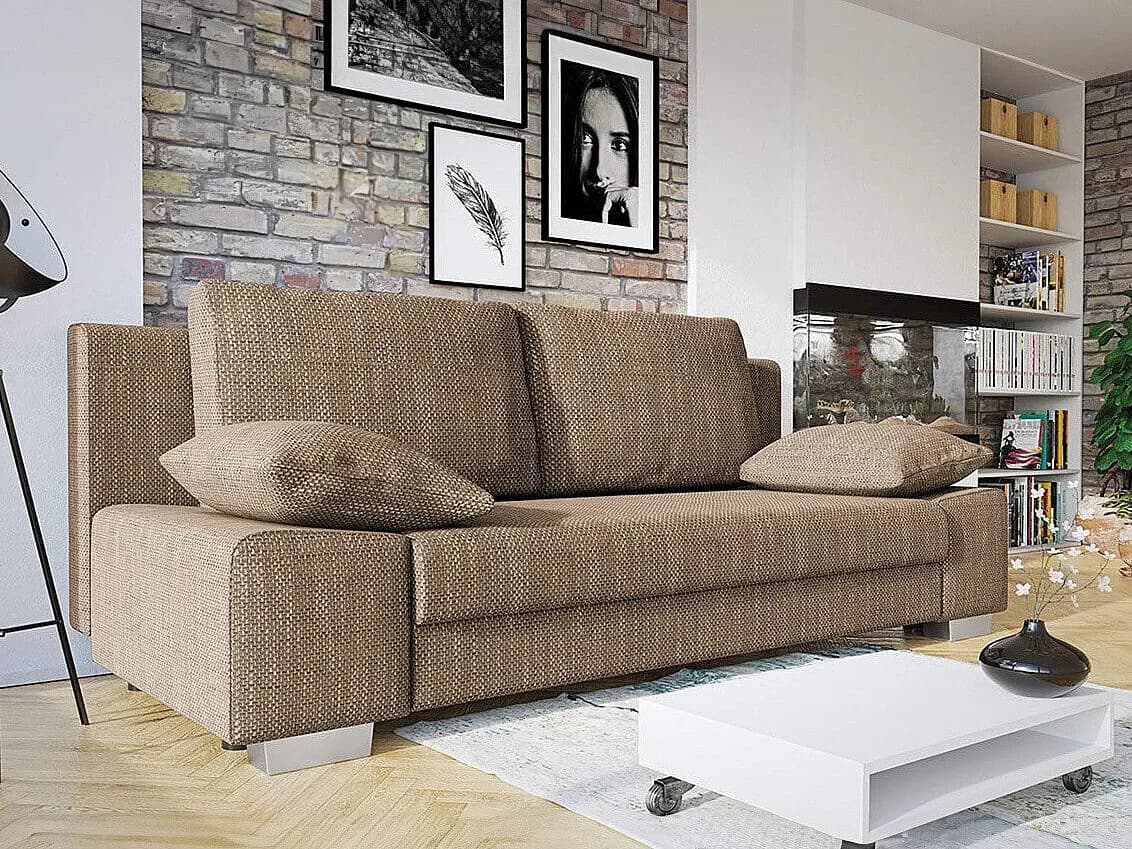 Sofá-cama Comfivo 145, Caixa para roupa de cama, 77x200x87cm