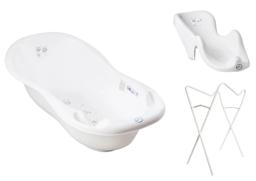 Banheira 86 cm com suporte, assento anti-derrapante e sistema de drenagem B.Active Owl White