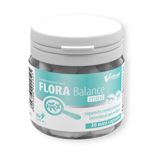Vetfood Suporte Gastrointestinal Pequeno & Gato Flora Balance Mini 30 Cápsulas