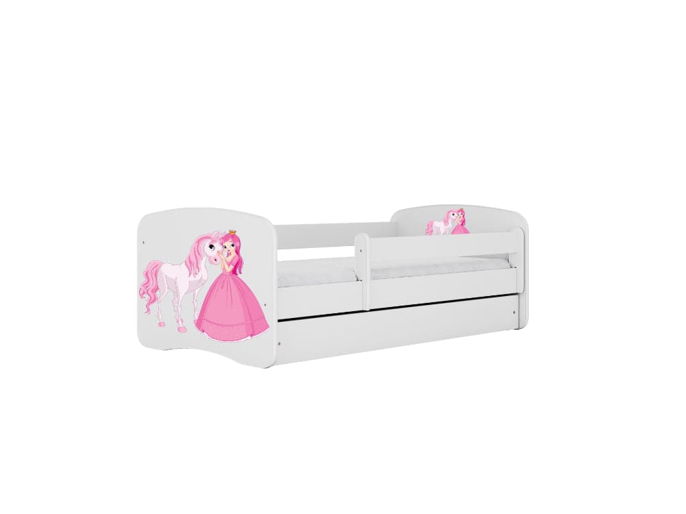 Cama 160 x 80 cm Kocot Kids com colchão BabyDreams Princess and Horse White
