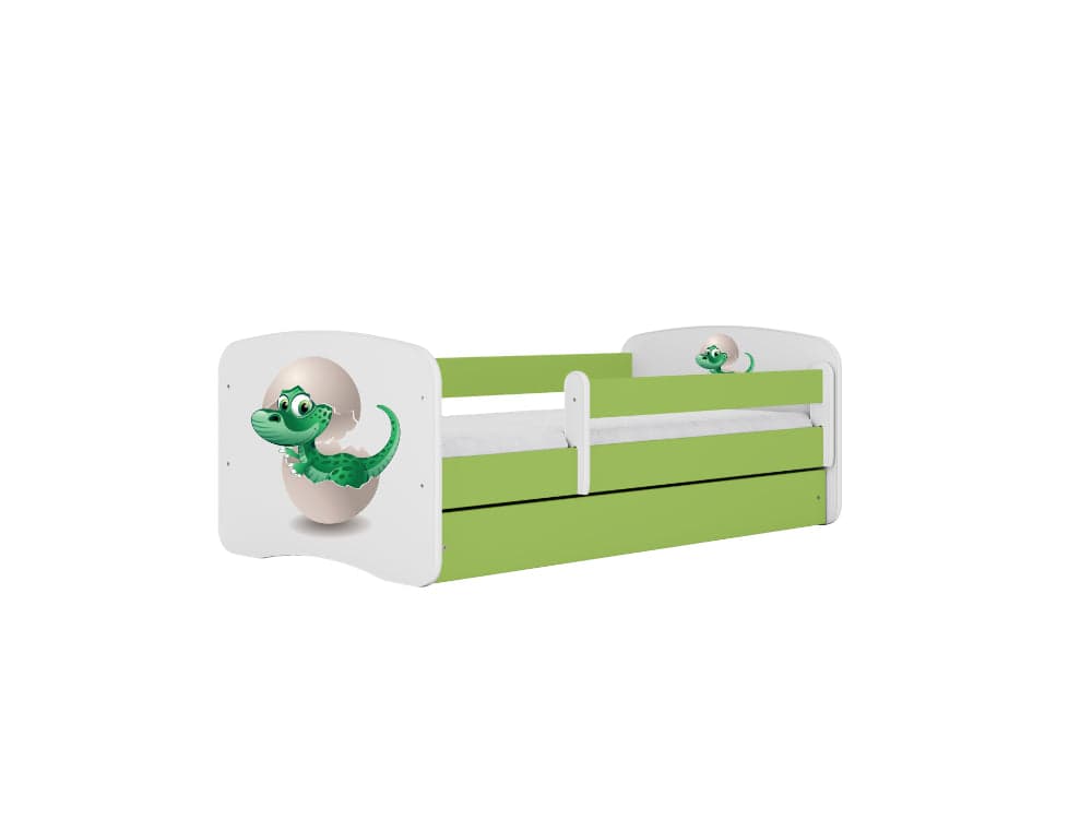 Cama 180 x 80 cm Kocot Kids com colchão BabyDreams Baby Dino Green