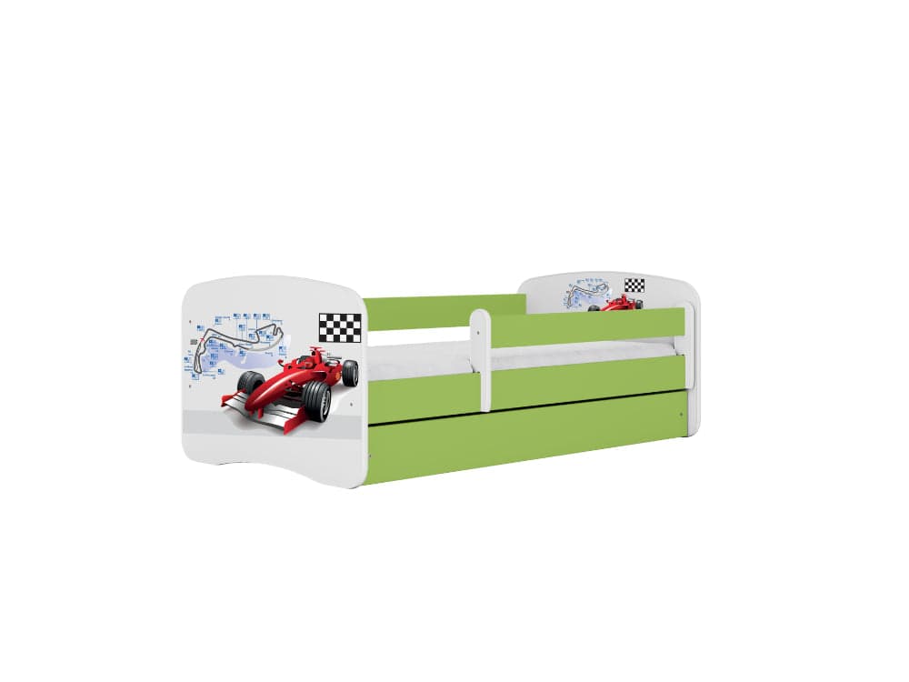 Cama 140 x 70 cm Kocot Kids com gaveta e colchão BabyDreams Formula Green