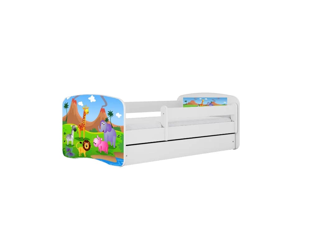 Cama 140 x 70 cm Kocot Kids com colchão BabyDreams Safari White