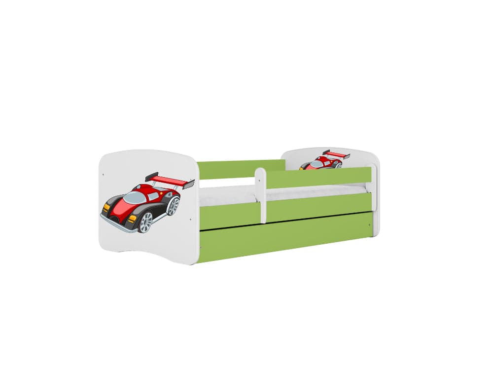 Cama 180 x 80 cm Kocot Kids com colchão BabyDreams Racing Car Green