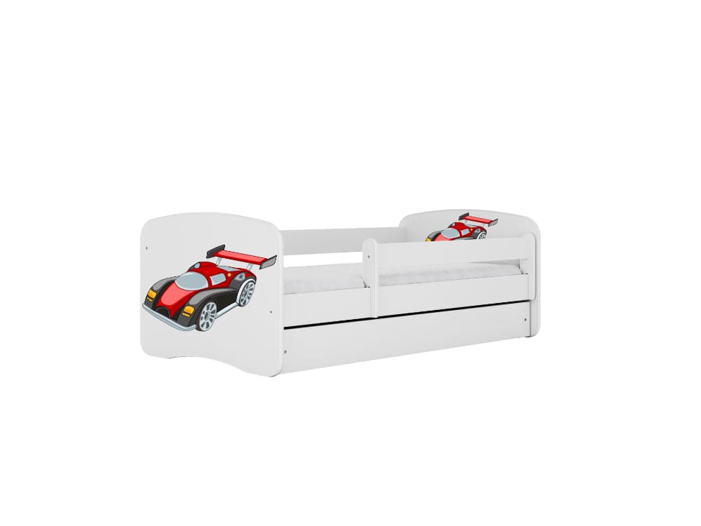 Cama 140 x 70 cm Kocot Kids com gaveta e colchão BabyDreams Racing Car White