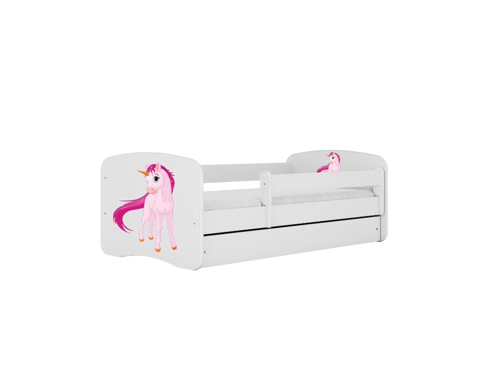 Cama 160 x80 cm Kocot Kids com gaveta e colchão BabyDreams Unicorn White