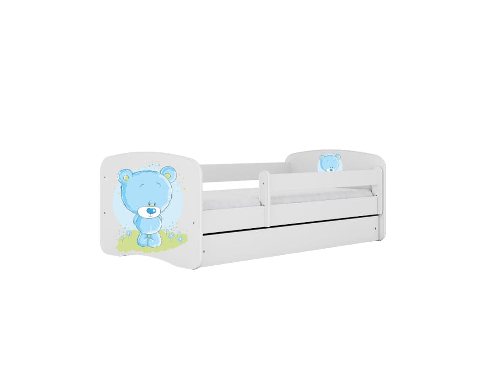 Cama 140 x 70 cm Kocot Kids com colchão BabyDreams Blue Teddybear White