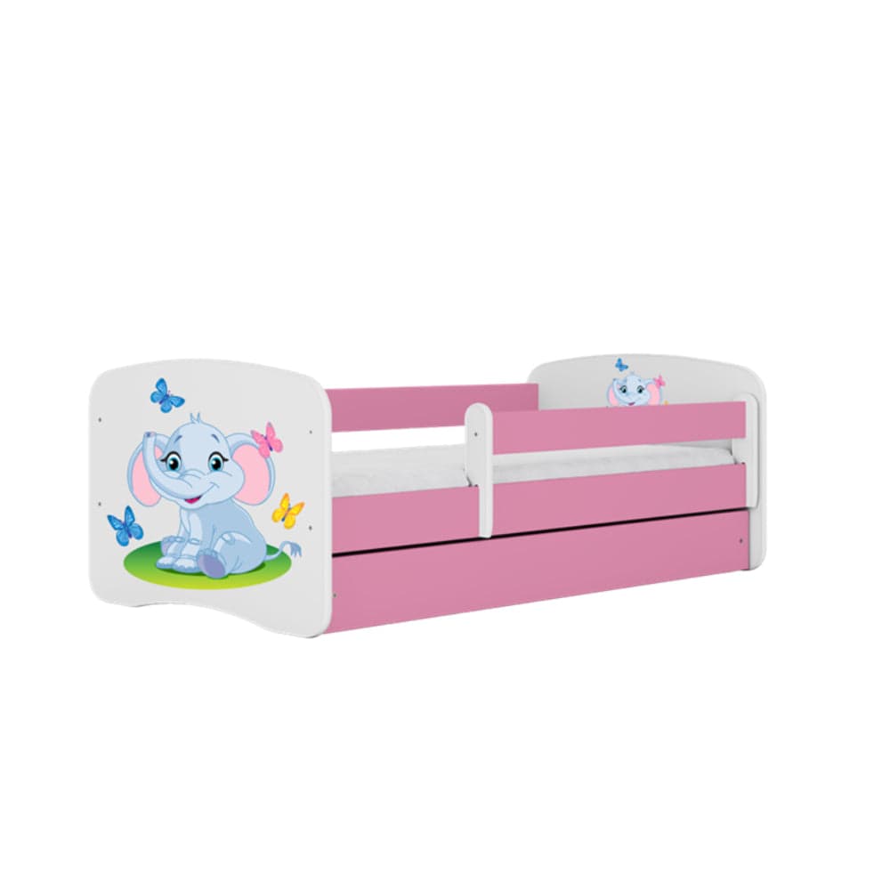 Cama 160 x 80 cm Kocot Kids com gaveta e colchão BabyDreams Baby Elephant Pink